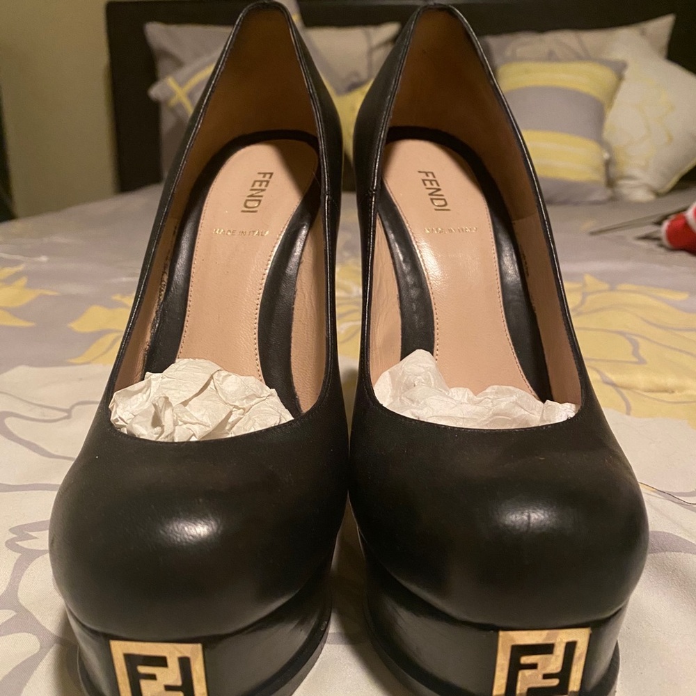 Fendi Logo Platform Heels